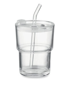 Glasbecher mit Trinkhalm 400ml SIP