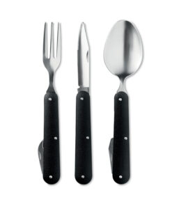 Camping Besteck 3 SERVICE Schwarz 8 mo9503 03 detail