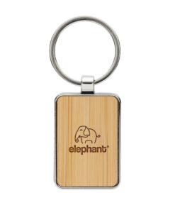 Eckiger Schlüsselring aus RCS rec. Zinklegierung mit Bambus 11 P191.6809 D 100 c457922d9b5244ce828b1896e8a91331