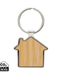 Alternative view of Schlüsselring Haus aus RCS rec. Zinklegierung mit Bambus