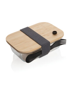 Lunch-Box aus Glas mit Bambusdeckel