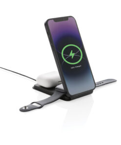 Swiss Peak 15W 3-in-1 magnetischer Wireles Charger aus rPU