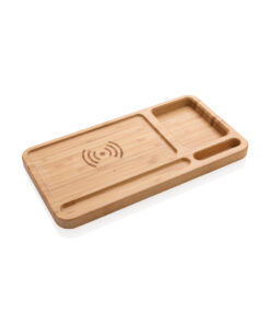 Bambus Schreibtisch-Organizer mit 5W Wireless Charger