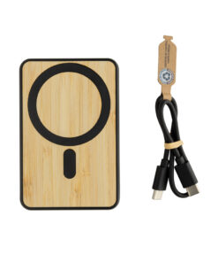 Alternative view of Zen 5000mAh 5W magnetische Bambus-Powerbank aus RCS rPlastik