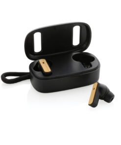 TWS-Ohrhörer aus recyceltem RCS-Kunststoff und Bambus