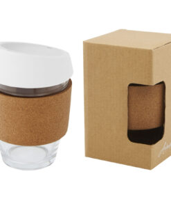 Lidan 360 ml Becher aus Borosilikatglas mit Korkgriff und Silikondeckel