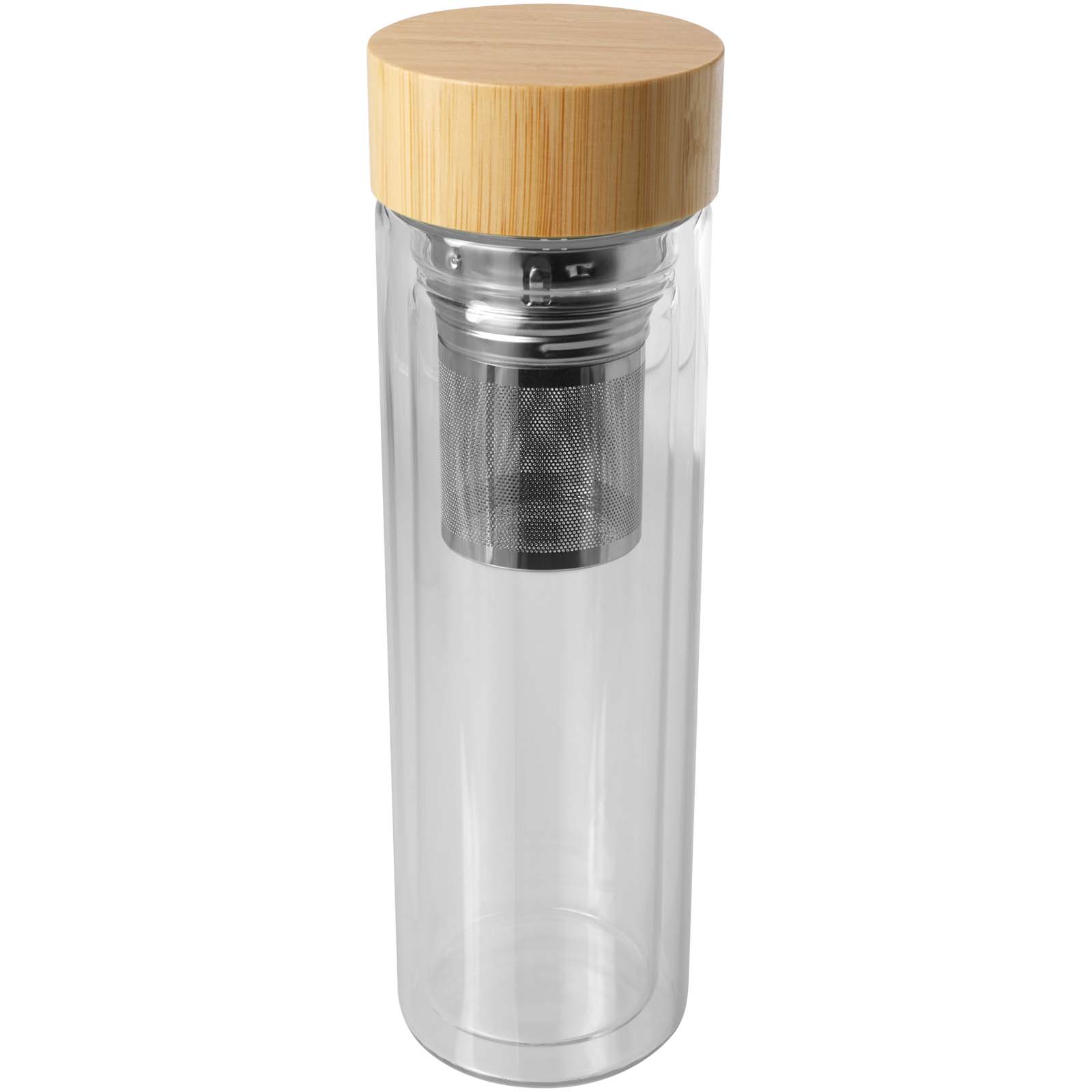 Bailey 400 ml Flasche aus Borosilikatglas mit Infuser und Bambusdeckel transparent klar 3 Bailey 400 ml Flasche aus Borosilikatglas mit Infuser und Bambusdeckel