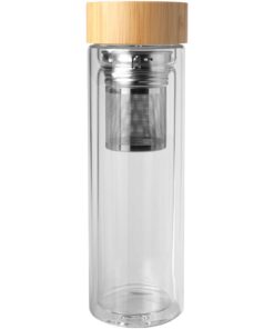 Alternative view of Bailey 400 ml Flasche aus Borosilikatglas mit Infuser und Bambusdeckel transparent klar