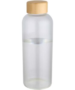Mirage 650 ml einwandige Trinkflasche aus Borosilikatglas mit Bambusdeckel