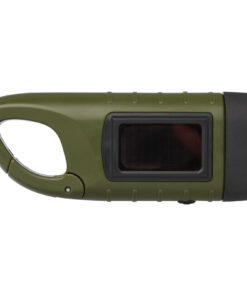 Helios Solar-Dynamo-Taschenlampe aus recyceltem Kunststoff mit Karabinerhaken armeegrün 11 10457564 B1