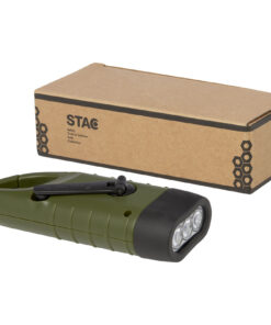 Helios Solar-Dynamo-Taschenlampe aus recyceltem Kunststoff mit Karabinerhaken armeegrün 12 10457564 E1