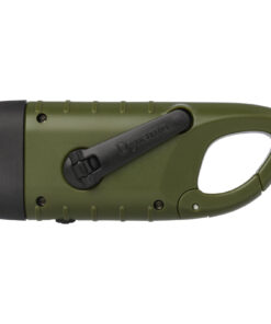 Alternative view of Helios Solar-Dynamo-Taschenlampe aus recyceltem Kunststoff mit Karabinerhaken armeegrün