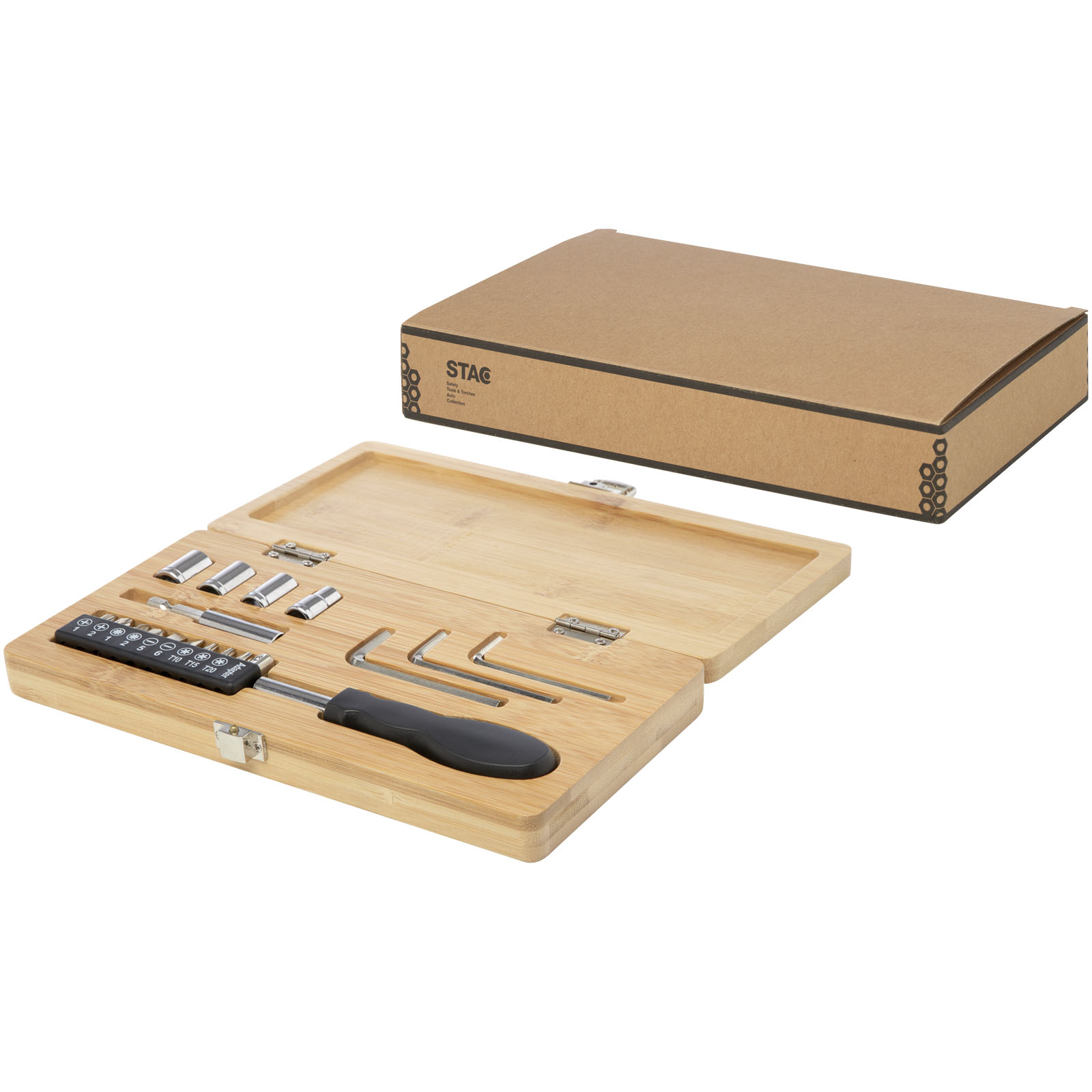 Rivet 19-teiliges Werkzeugset aus Bambus und recyceltem Kunststoff natur 6 Rivet 19-teiliges Werkzeugset aus Bambus und recyceltem Kunststoff natur – Bild 4