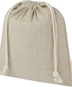 Pheebs 150 g/m² GRS Zuziehbeutel aus Recyclingbaumwolle mittel 1,5 l