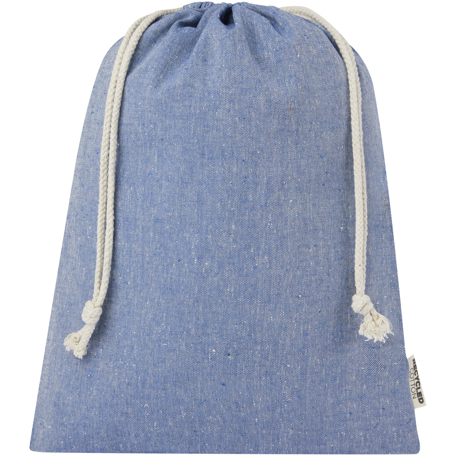 Pheebs 150 g/m² GRS Zuziehbeutel aus Recyclingbaumwolle groß 4 l heather blau 4 Pheebs 150 g/m² GRS Zuziehbeutel aus Recyclingbaumwolle groß 4 l heather blau – Bild 2