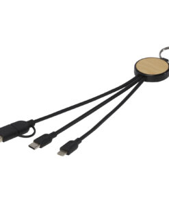 Tecta  6-in-1 Ladekabel mit Schlüsselring aus recyceltem Kunststoff und Bambus