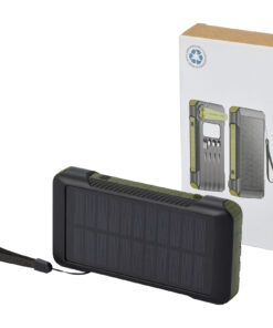 Soldy 10.000 mAh Solardynamo-Powerbank aus recyceltem GRS Kunststoff armeegrün 13 12434664 E2