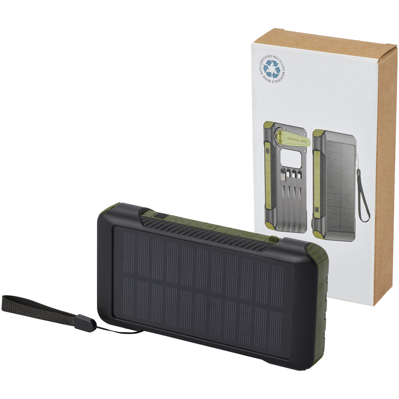 Soldy 10.000 mAh Solardynamo-Powerbank aus recyceltem GRS Kunststoff armeegrün 7 Soldy 10.000 mAh Solardynamo-Powerbank aus recyceltem GRS Kunststoff armeegrün – Bild 5