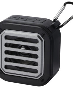 Solo 3W IPX5 Solar Bluetooth®-Lautsprecher aus recyceltem RCS Kunststoff mit Karabinerhaken