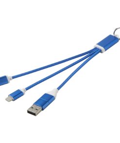 Home 32 Metal 4-in-1 Ladekabel aus recyceltem Aluminium mit Schlüsselanhänger