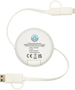 Chechia 100cm 5-in-1 Kabel aus recyceltem Kunststoff, einziehbar, für Datenübertragung und 45W Schnellladung mit Bambusdetail 11 12441901 B1