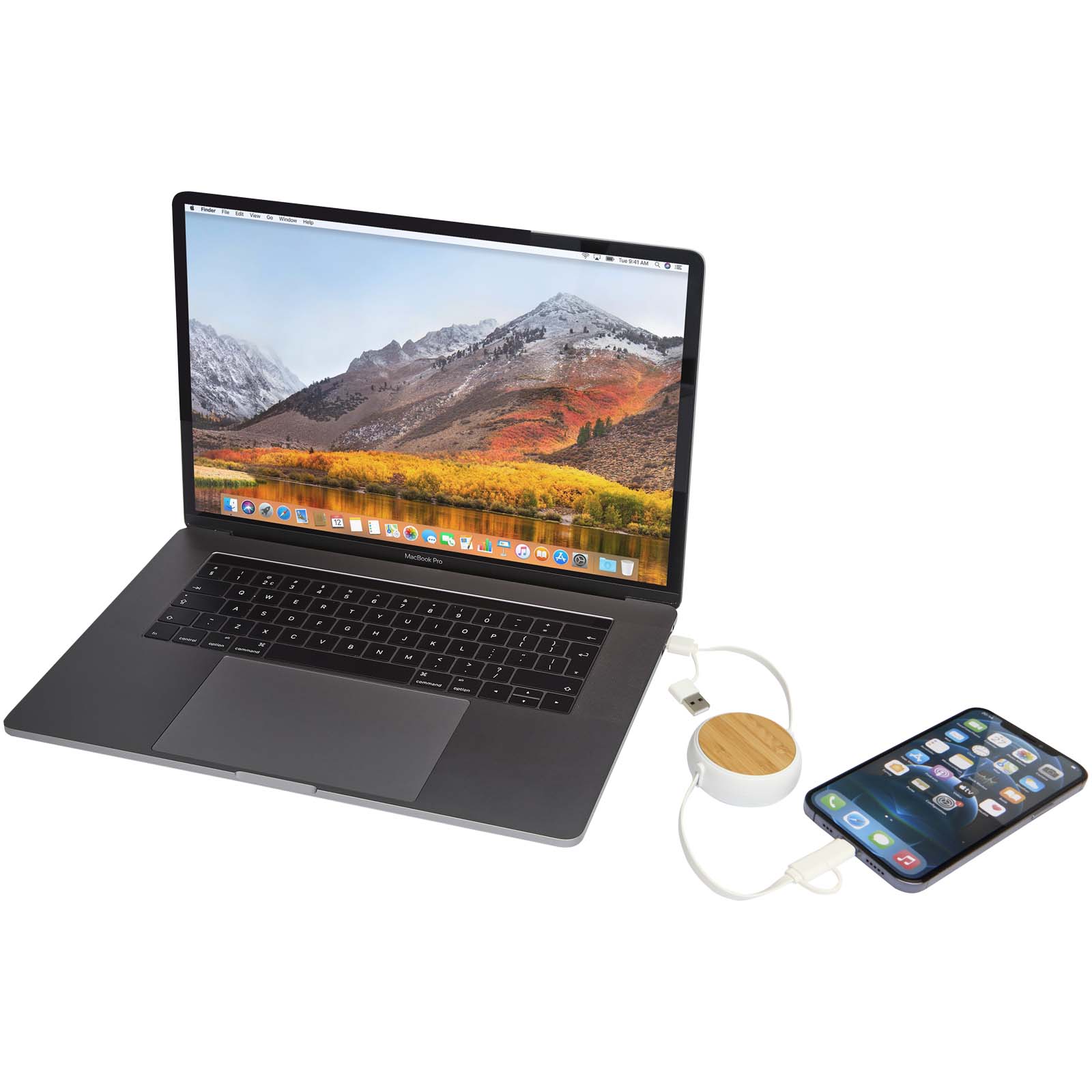 Chechia 100cm 5-in-1 Kabel aus recyceltem Kunststoff, einziehbar, für Datenübertragung und 45W Schnellladung mit Bambusdetail 8 Chechia 100cm 5-in-1 Kabel aus recyceltem Kunststoff, einziehbar, für Datenübertragung und 45W Schnellladung mit Bambusdetail – Bild 6