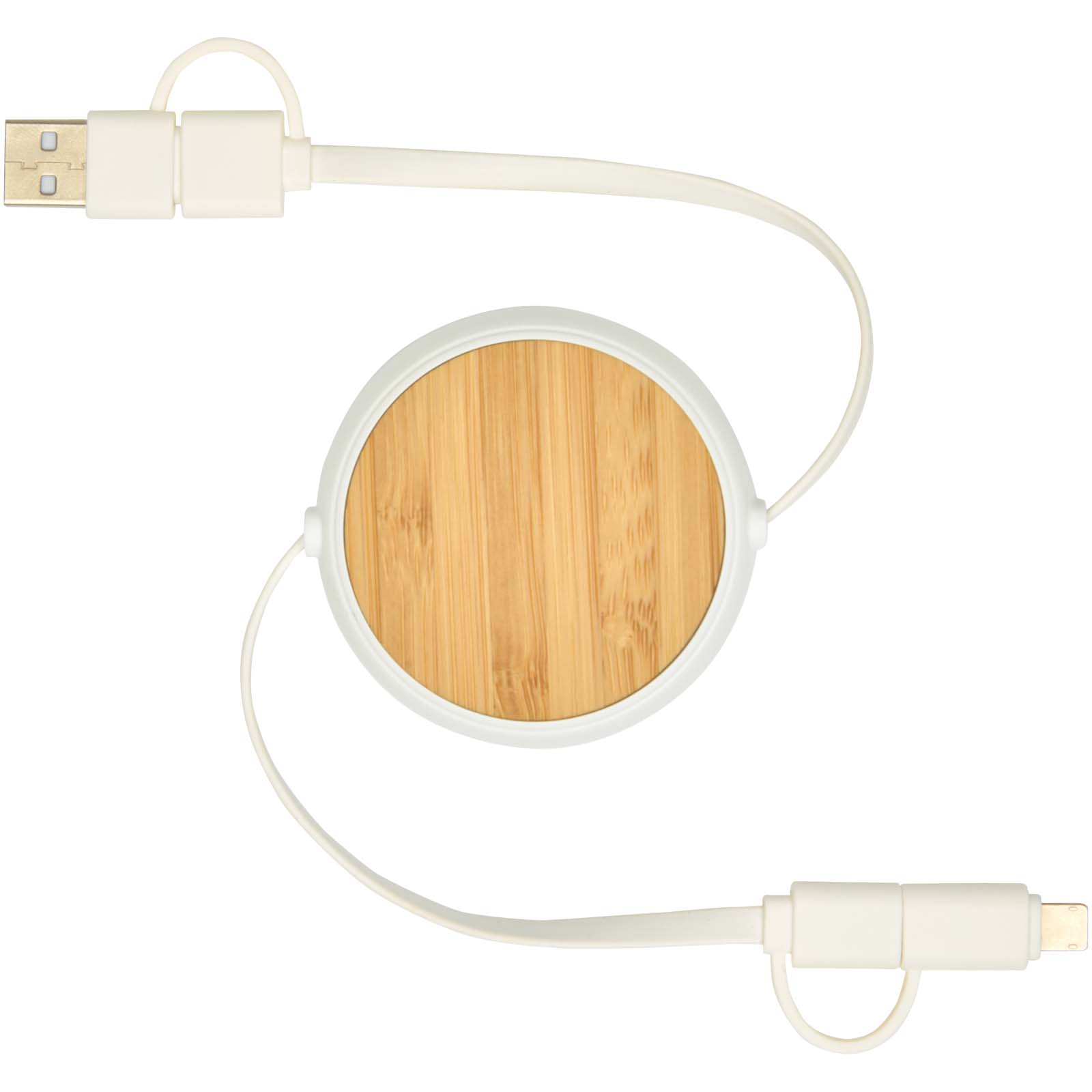Chechia 100cm 5-in-1 Kabel aus recyceltem Kunststoff, einziehbar, für Datenübertragung und 45W Schnellladung mit Bambusdetail 4 Chechia 100cm 5-in-1 Kabel aus recyceltem Kunststoff, einziehbar, für Datenübertragung und 45W Schnellladung mit Bambusdetail – Bild 2