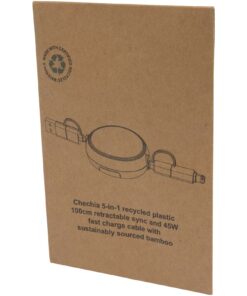 Chechia 100cm 5-in-1 Kabel aus recyceltem Kunststoff, einziehbar, für Datenübertragung und 45W Schnellladung mit Bambusdetail 15 12441901 P1