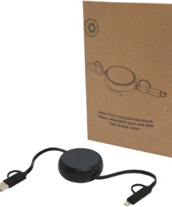 Home 35 Alasia 100 cm 5-in-1 Kabel aus recyceltem Kunststoff und Aluminium, einziehbar, für Datenübertragung und mit 45W Schnellladun