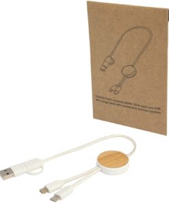 Chechia 30 cm 5-in-1 Kabel aus recyceltem Kunststoff für Datenübertragung und 27W Schnellladung mit Bambusdetails