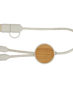 Alternative view of Chechia 30 cm 5-in-1 Kabel aus recyceltem Kunststoff für Datenübertragung und 27W Schnellladung mit Bambusdetails