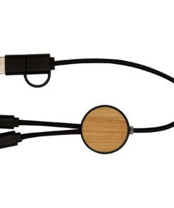 Alternative view of Chechia 30 cm 5-in-1 Kabel aus recyceltem Kunststoff für Datenübertragung und 27W Schnellladung mit Bambusdetails
