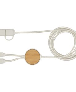 Alternative view of Chechia 150 cm 5-in-1 Kabel aus recyceltem Kunststoff für Datenübertragung und 27W Schnellladung mit Bambusdetails