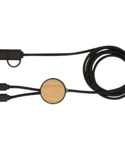 Alternative view of Chechia 150 cm 5-in-1 Kabel aus recyceltem Kunststoff für Datenübertragung und 27W Schnellladung mit Bambusdetails