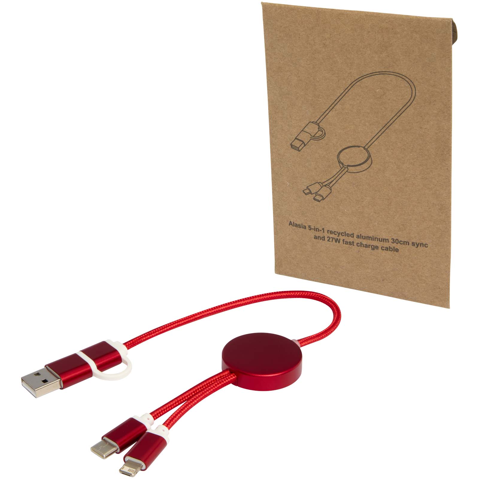 Alasia 30 cm 5-in-1 Kabel aus recyceltem Kunststoff für Datenübertragung und 27W Schnellladung 3 Alasia 30 cm 5-in-1 Kabel aus recyceltem Kunststoff für Datenübertragung und 27W Schnellladung