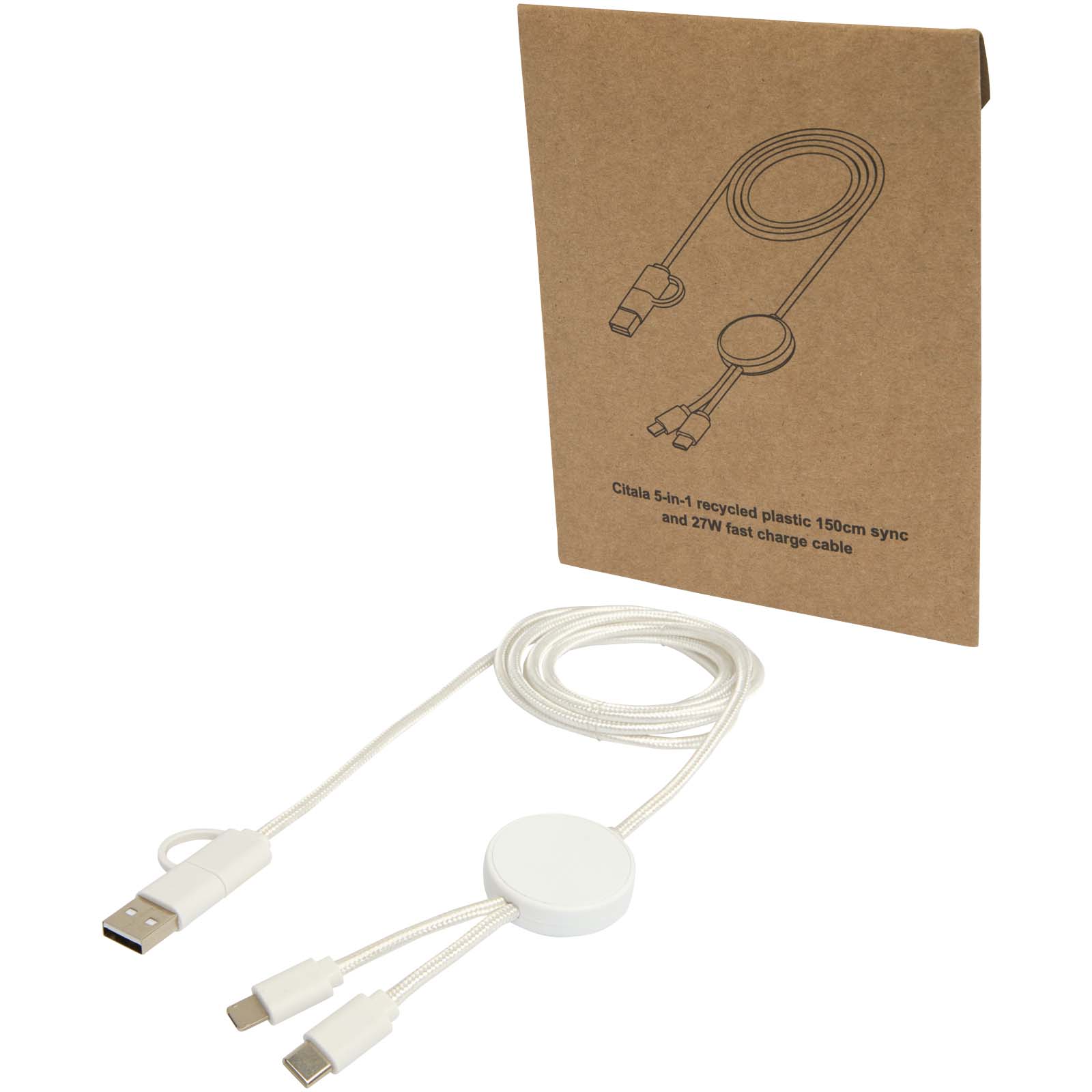 Citala 150 cm 5-in-1 Kabel aus recyceltem Kunststoff für Datenübertragung und 27W Schnellladung 3 Citala 150 cm 5-in-1 Kabel aus recyceltem Kunststoff für Datenübertragung und 27W Schnellladung