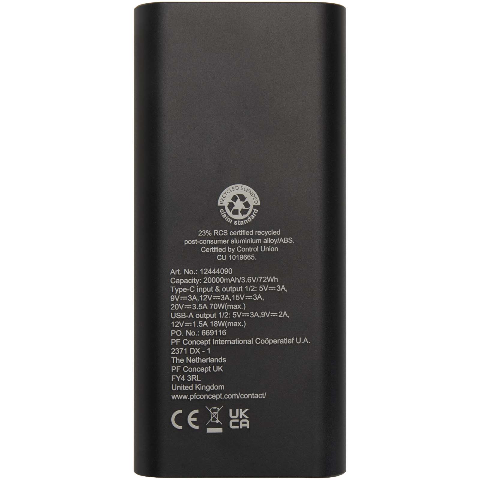 Acamar 70 W 20.000 mAh Laptop Powerbank aus recyceltem Aluminium schwarz 5 Acamar 70 W 20.000 mAh Laptop Powerbank aus recyceltem Aluminium schwarz – Bild 3