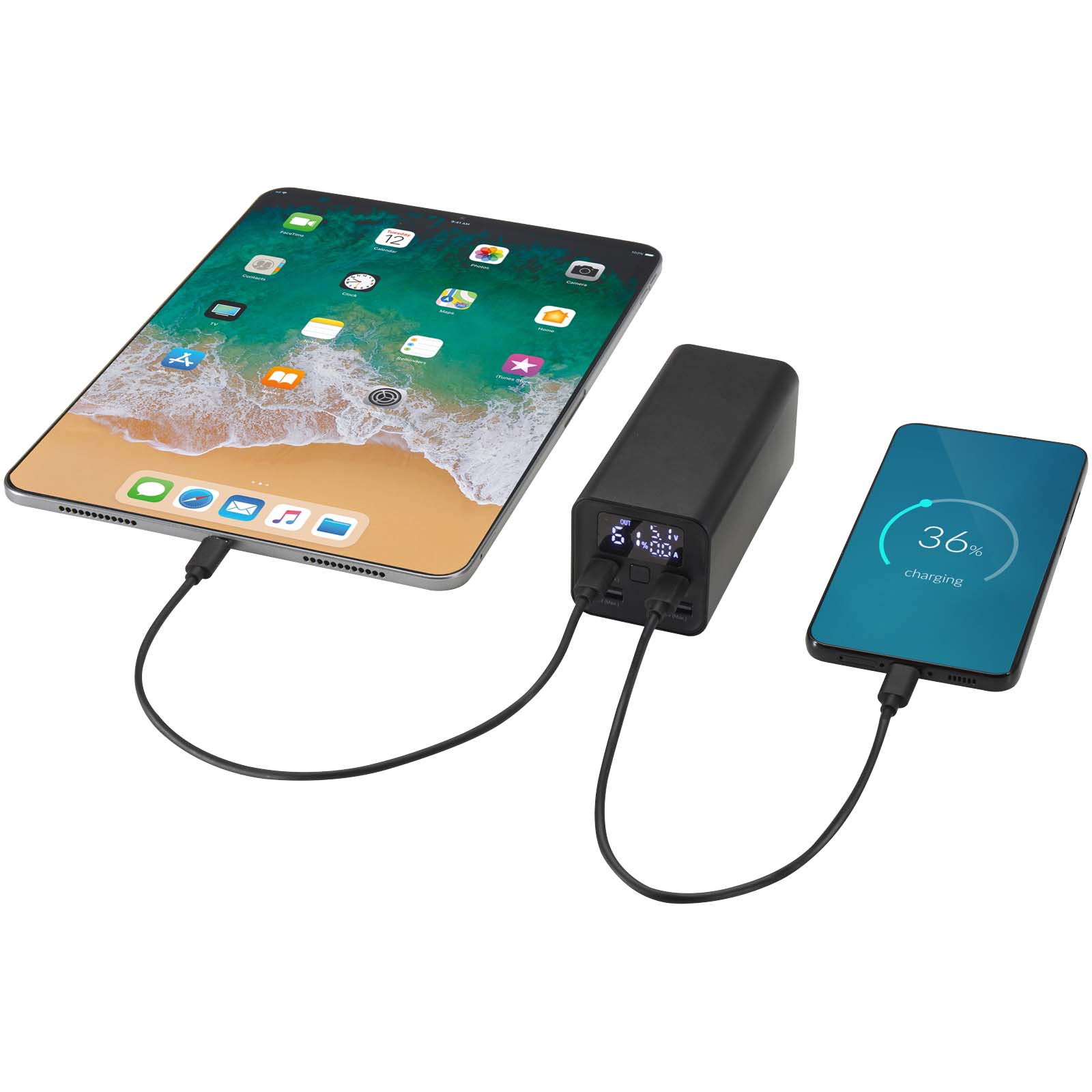 Acamar 70 W 20.000 mAh Laptop Powerbank aus recyceltem Aluminium schwarz 8 Acamar 70 W 20.000 mAh Laptop Powerbank aus recyceltem Aluminium schwarz – Bild 6