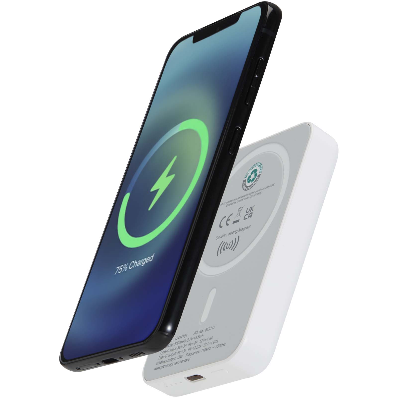 Acrab 15 W 5.000 mAh magnetische kabellose Powerbank mit 20 W PD aus recyceltem Kunststoff 3 Acrab 15 W 5.000 mAh magnetische kabellose Powerbank mit 20 W PD aus recyceltem Kunststoff