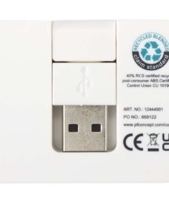 Gaia 4 Port USB Hub mit USB-A- und Typ-C-Ausgang und zwei Eingängen aus recyceltem Kunststoff 8 12444901 B1