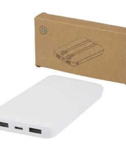 Adhil 10 W 10.000 mAh Powerbank aus recyceltem Kunststoff mit 2 integrierten Kabeln