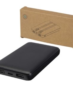 Adhil 10 W 10.000 mAh Powerbank aus recyceltem Kunststoff mit 2 integrierten Kabeln