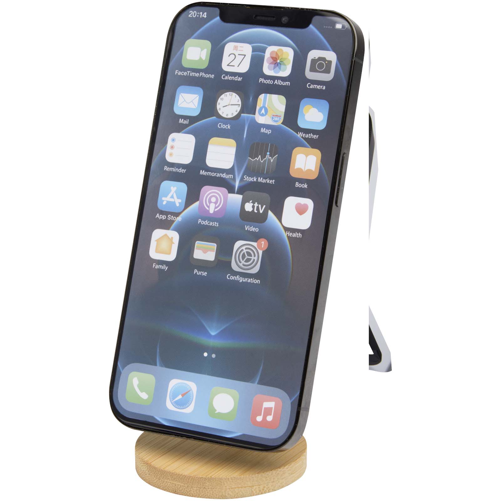 Alcor Klappbare magnetische Smartphonehalterung aus recyceltem Kunststoff mit Bambusdetails 3 Alcor Klappbare magnetische Smartphonehalterung aus recyceltem Kunststoff mit Bambusdetails