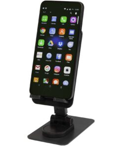 Home 24 Alhena Klappbare Smartphonehalterung aus recyceltem Kunststoff mit Metallständer für den Schreibtisch