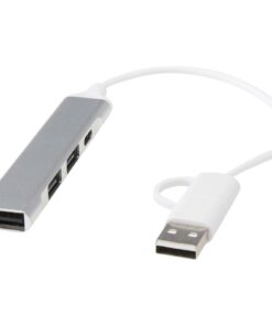 Alkaid 4 Port Hub aus recyceltem Aluminium mit USB-A- und Typ-C-Anschlüssen und zwei Eingängen