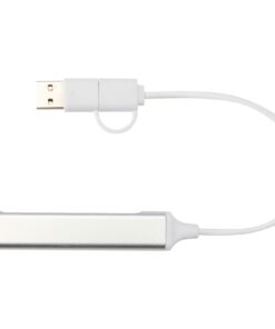 Alternative view of Alkaid 4 Port Hub aus recyceltem Aluminium mit USB-A- und Typ-C-Anschlüssen und zwei Eingängen silber