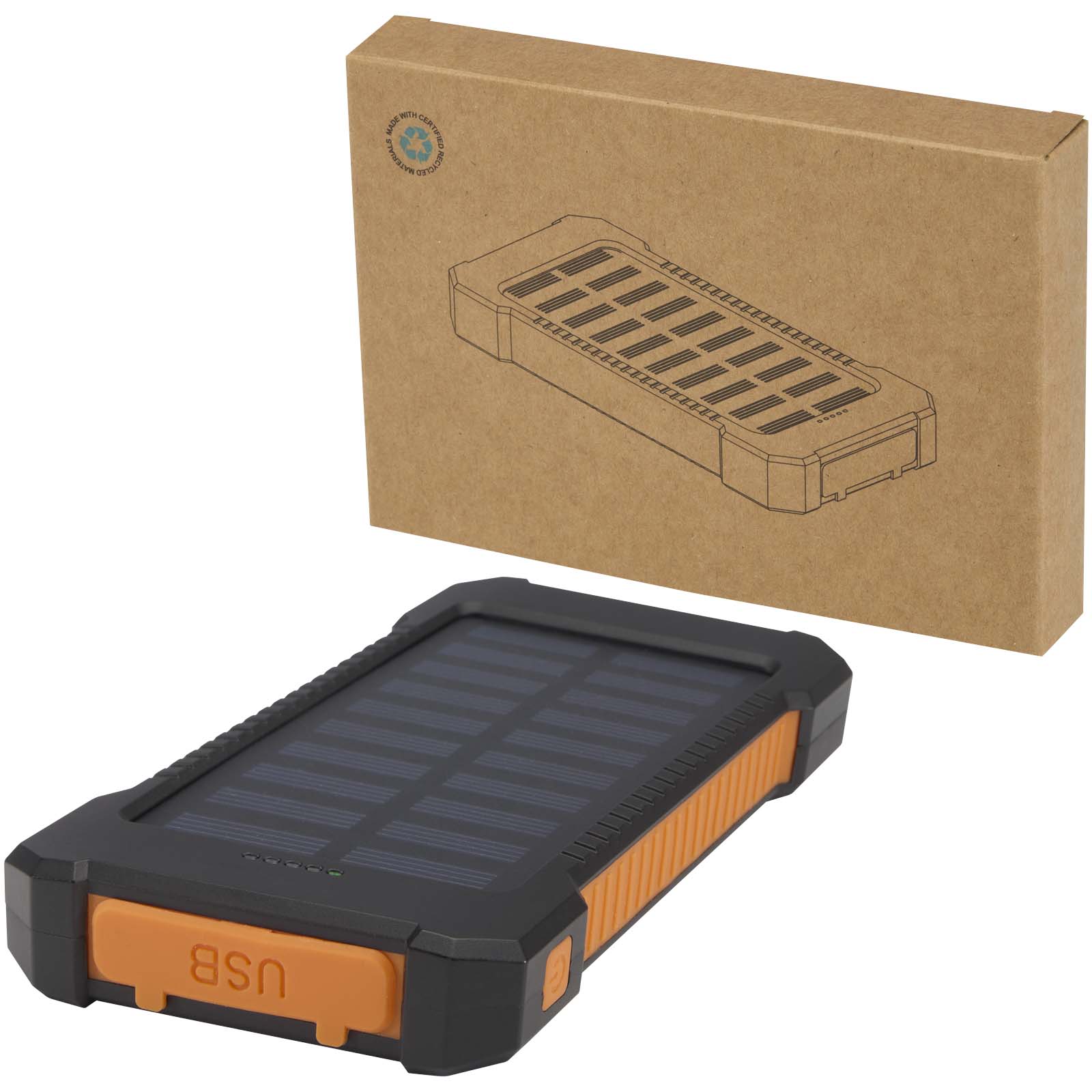 Altair 10 W 5000 mAh robuste Solar Powerbank aus recyceltem Kunststoff mit integrierter Taschenlampe schwarz 3 Altair 10 W 5000 mAh robuste Solar Powerbank aus recyceltem Kunststoff mit integrierter Taschenlampe