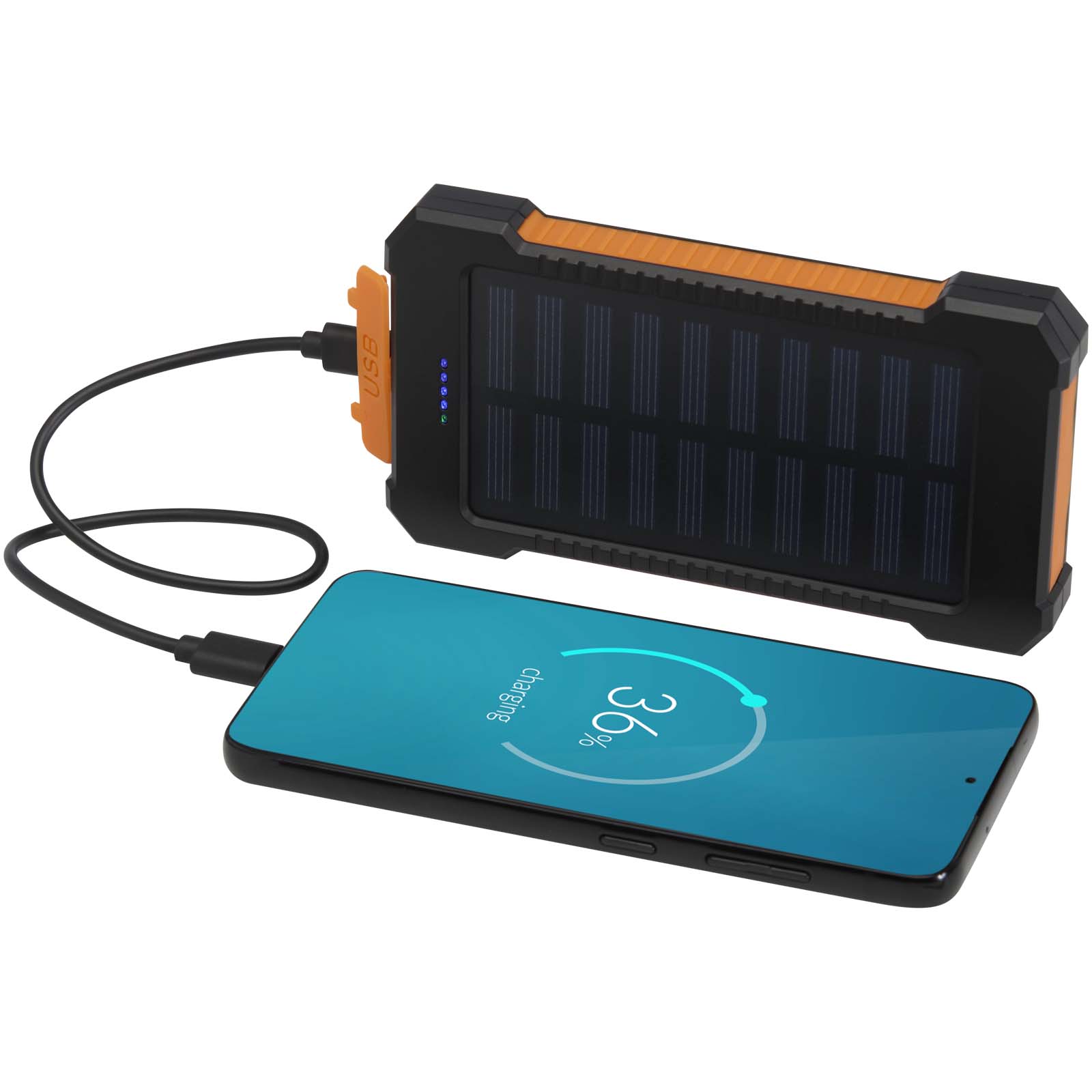 Altair 10 W 5000 mAh robuste Solar Powerbank aus recyceltem Kunststoff mit integrierter Taschenlampe schwarz 7 Altair 10 W 5000 mAh robuste Solar Powerbank aus recyceltem Kunststoff mit integrierter Taschenlampe schwarz – Bild 5