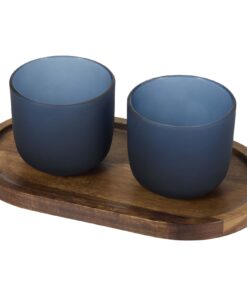 Home 8 Male Set aus Holztablett und Glastassen