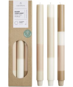Originalhome Kerzen im Streifendesign – 3er-Set